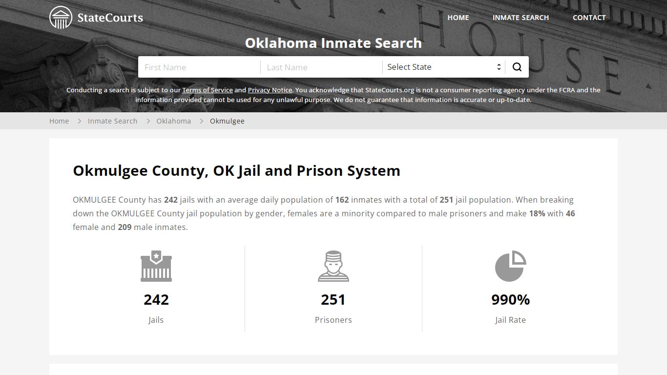 Okmulgee County, OK Inmate Search - StateCourts